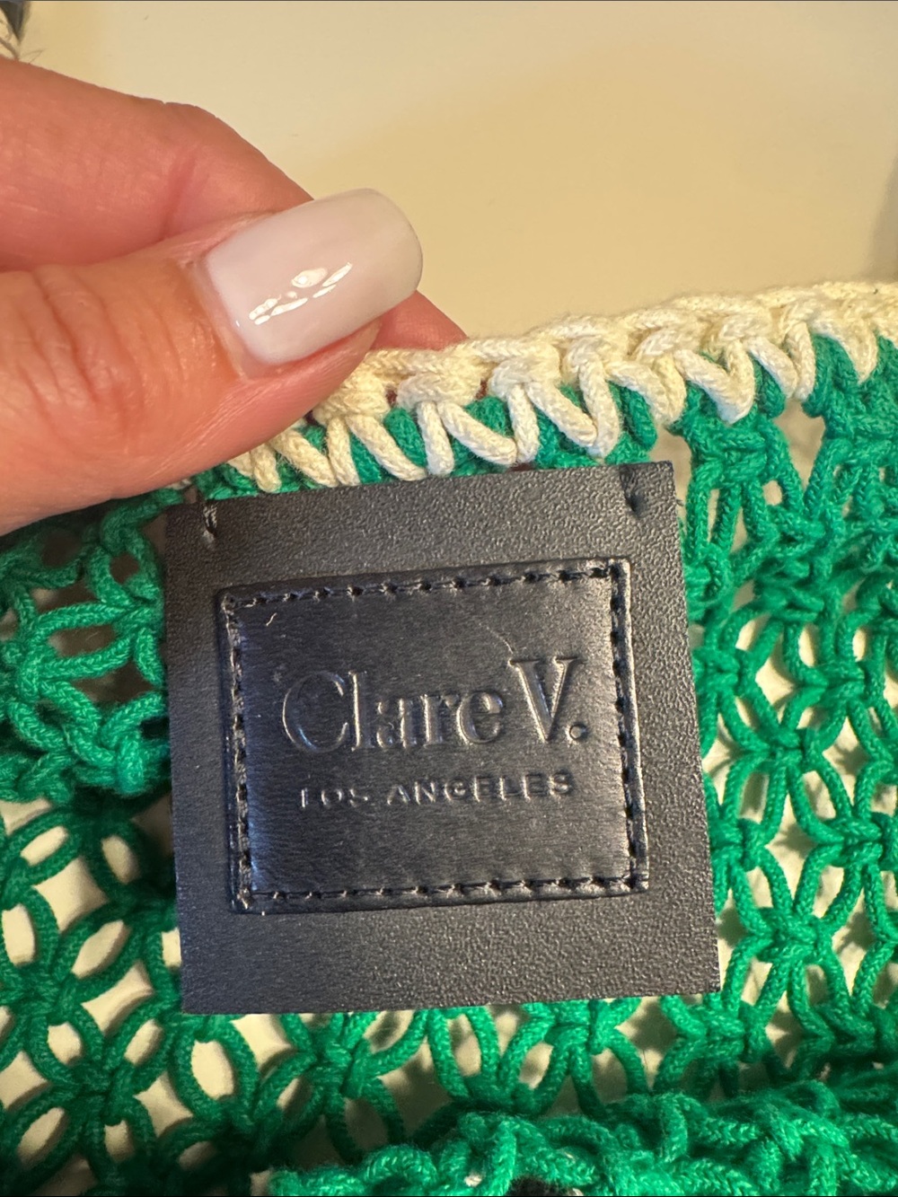 Clare V Green Crochet 'Le Weekend' Tote with Black & White Trim - Picture 2 of 4